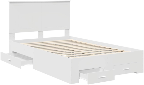 vidaXL Bettrahmen mit Kopfteil Weiß 120x190 cm Holzwerkstoff 3411332 Bild 4