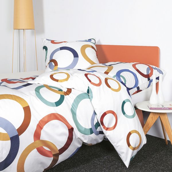 Janine Mako Satin Bettwäsche modern art S 42126-02 Kreise bunt 135x200