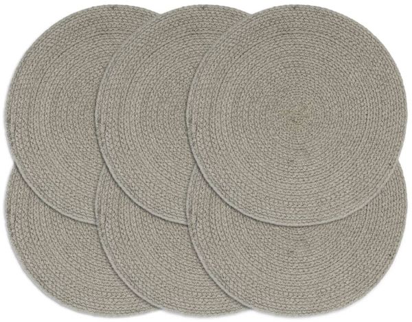 vidaXL Tischsets 6 Stk. Grau 38 cm Rund Baumwolle 133849