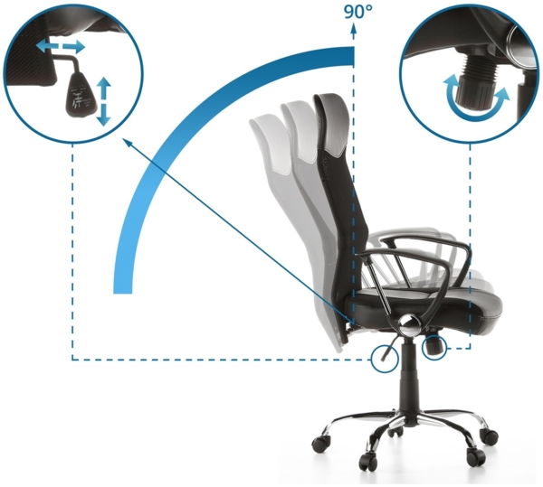 hjh OFFICE Home Office Chefsessel STRYKA Kunstleder/Netzstoff Schwarz Bild 10
