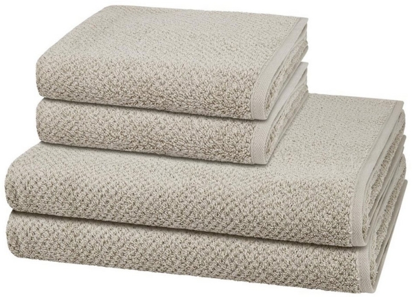 Cawö Pure 4 tlg. Frottier-Set - 2 X Handtuch (50 X 100cm), 2 X Duschtuch (80 X 150cm) - 494 g/m2 - Kreide