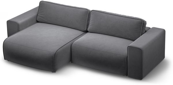 Micadoni Ecksofa Victor 3-Sitzer Links Samt Dunkelblau Bild 3