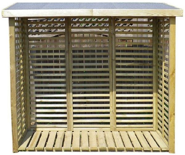 Gartenpirat Kaminholzregal mit Rückwand Kaminholzregal aus Holz KDI grün Brennholzlager, BxTxH:208 x 75 x 200 cm