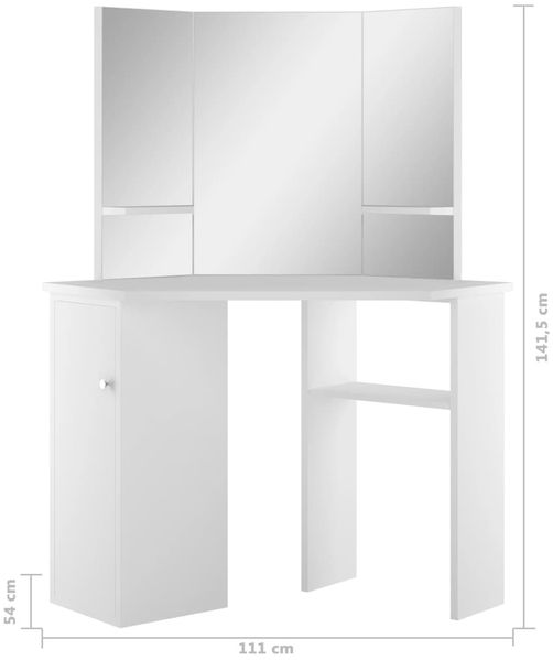 vidaXL Eck-Schminktisch Weiß 288451 Bild 10