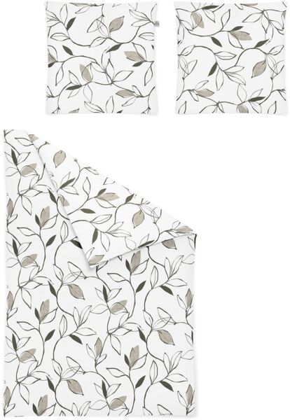 Irisette Mako-Satin Bettwäsche Set Pia 8390 grün 135x200 cm + 1 x Kissenbezug 80x80 cm