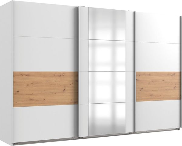 Wimex Schwebetürenschrank Barmbek Schlafzimmerschrank BESTSELLER Garderobenschrank Kleiderschrank mit 2 Stoffboxen und 2 zusätzlichen Böden, Spiegeltür