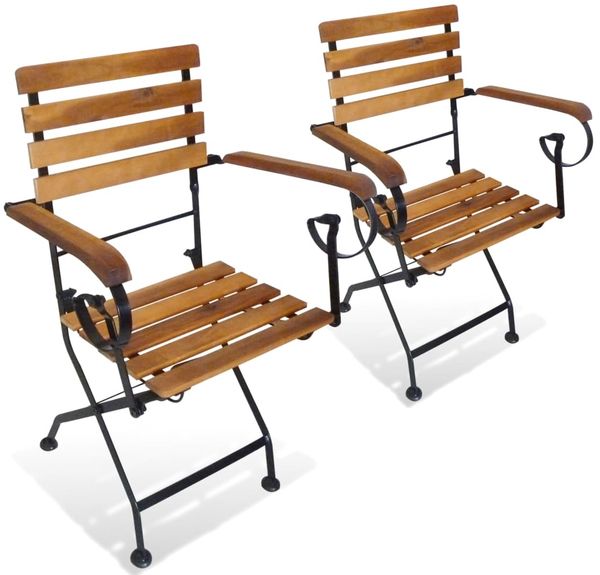 vidaXL Klappbare Gartenstühle 2 Stk. Stahl und Massivholz Akazie 43735