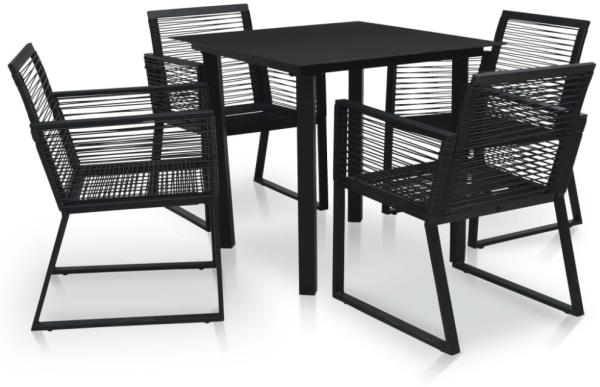 vidaXL 5-tlg. Garten-Essgruppe PVC Rattan Schwarz 3058282