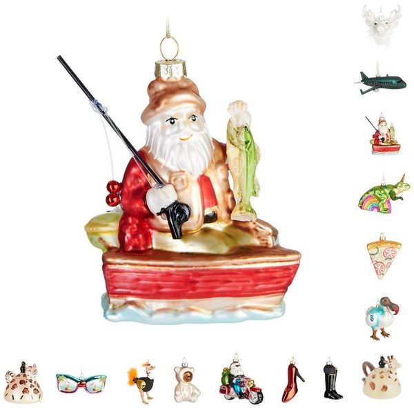 BRUBAKER Weihnachtsbaumkugel Lustige Weihnachtskugel aus Glas - Handbemalt und Mundgeblasen Figuren (1 St), Christbaumschmuck Weihnachtsdeko Anhänger - Deko