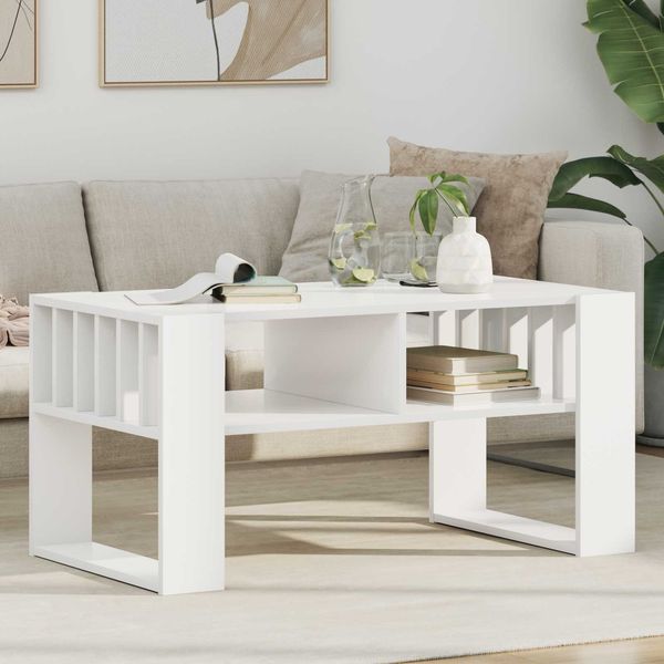 vidaXL Couchtisch Weiß 92 x 49,5 x 45 cm Holzwerkstoff 8000108