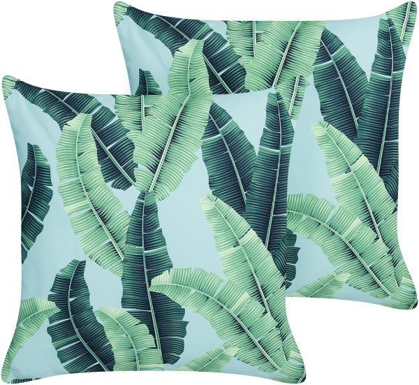 Gartenkissen 2er Set Pflanzenmuster BOISSANO 45 x 45 cm Grün
