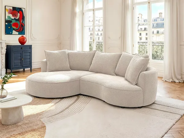 Vente-unique - CEPRANO Sofa Stoff Schokoladenbraun - B 160 cm x H 63 cm x L 260 cm