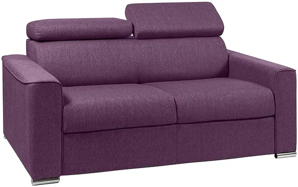 Schlafsofa 2-Sitzer Stoff VIZIR - Violett - Liegefläche: 120 cm - Matratzenhöhe: 14 cm mit Memory Schaum