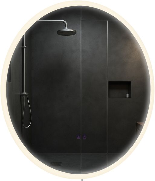 Badspiegel LINZ 70 mit Bluetooth - 70 x 3,5 x 70 cm, Glas, Klarglas | Badezimmerspiegel Wandspiegel