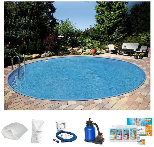 Clear Pool Rundpool PREMIUM IBIZA (Set, 6-tlg), inkl. umfangreichem Zubehör in verschiedeneren Größen