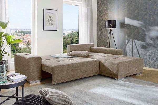 Jockenhöfer Gruppe Ecksofa Luciano L-Form mit induktiver Lademöglichkeit, USB-A & USB-C Ladeport, Bettkasten/Stauraum, rechts/links montierbar, große Liegefläche