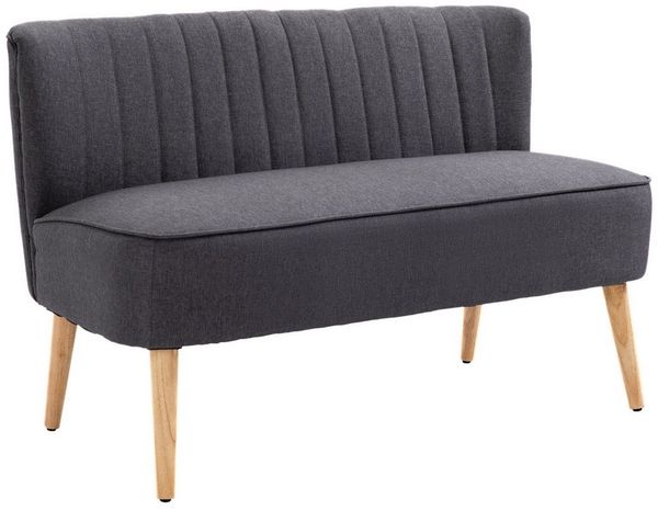 HOMCOM Loveseat mit Leinen-Optik (Couch, 1-St, Polstersofa), Kompaktes 2-Sitzer Sofa mit Federkern und Massivholzbeinen