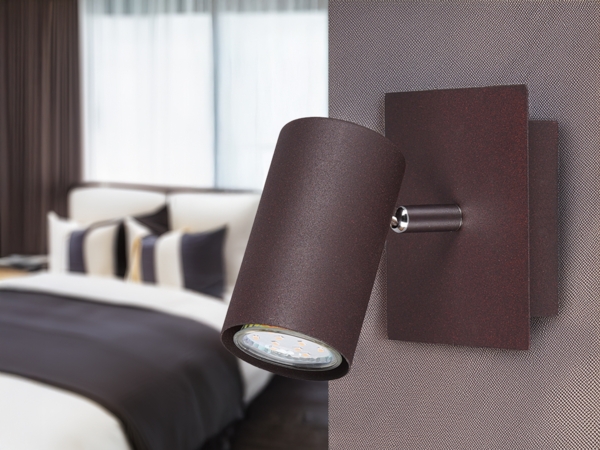 Wandstrahler MARLEY Metall Rost mit GU10-Sockel, Breite 12cm