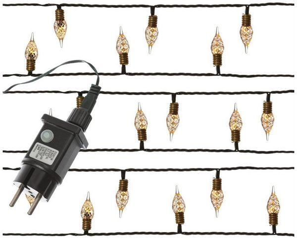MARELIDA LED-Lichterkette Vintage 240 Mini Kristall Birnen 8 Funkt. 24m Weihnachtslichterkette, 240-flammig