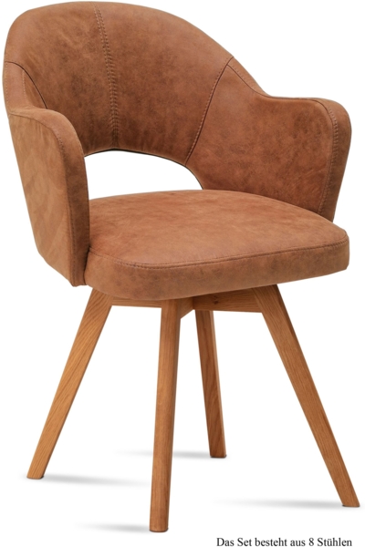 Armlehnstuhl (8er-Set) Dolly 59x87x61 Eiche geölt/Cognac