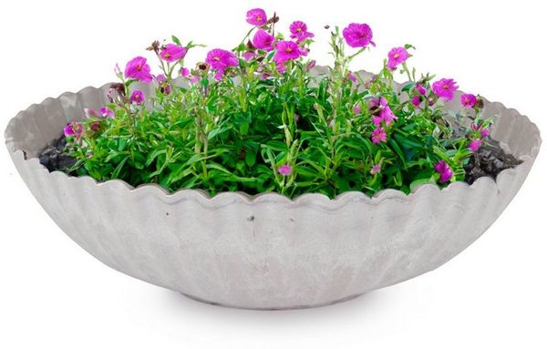 matches21 HOME & HOBBY Blumentopf Dekoschale runde Pflanzschale für draussen grau marmoriert 22 cm (1 St), Blumen-Schale als wetterfeste Friedhof-Schale Grab-Schmuck Grabschale