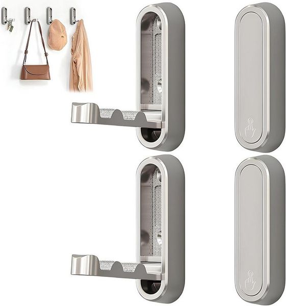 BlingBin Klapphaken 4 Stück Wandgarderobe, Hakenleiste Garderobe, Garderobenhaken, Schlafzimmer, Badezimmer, Kleiderschrank, Wohnzimmer, (4er Set, 4-St, 7,2 × 2,3 × 1,2 cm), Hakenleiste Kleiderhaken für Schlafzimmer, Badezimmer, Küche