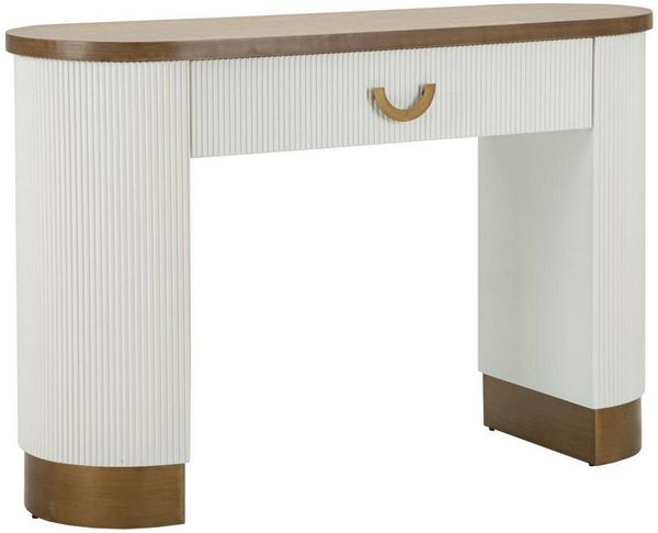 Dmora Konsolentisch Cadre, Tisch, Eingangskonsole, Regal, 121x40 h78 cm, Weiß und Braun