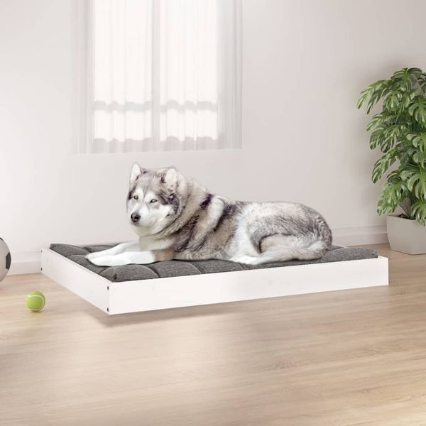 vidaXL Hundebett Weiß 101,5x74x9 cm Massivholz Kiefer 820867