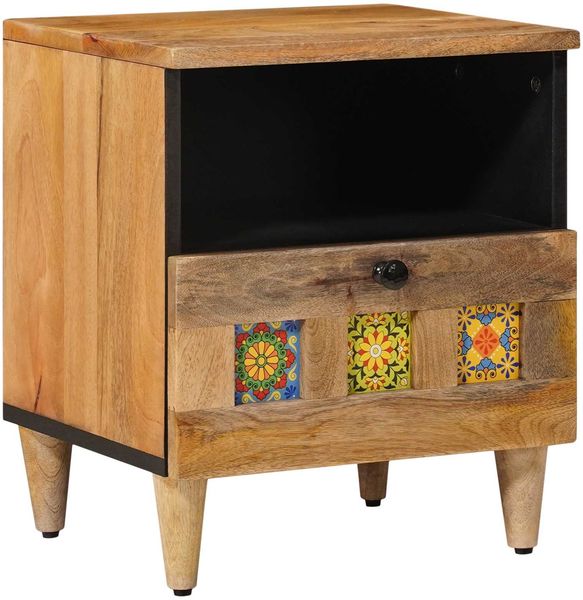 vidaXL Nachttisch Natur 40 x 33 x 46 cm Massivholz Mango 4018266