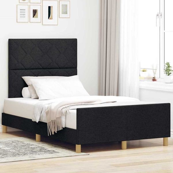 vidaXL Bettgestell mit Kopfteil Schwarz 120 x 200 cm Stoff 3344797