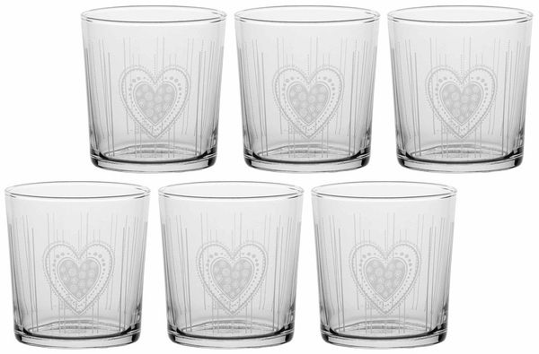 La Porcellana Bianca La Porcellana Bianca 6er-Set Gläser mit dickem Boden, Herz 350 ml P401000002Z
