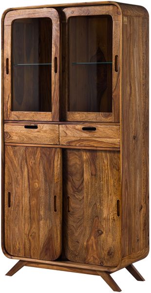 Vitrine Sheesham 90x40x180 hellbraun lackiert MAILAND #115