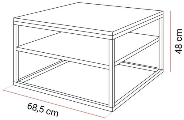 Lookway Couchtisch NOVA LOFT mit Ablage auf schwarzem Gestell (1x Tisch), Breite: 68,5 Bild 2