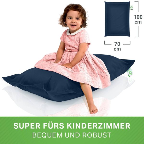 Green Bean® Kinder-Sitzsack 70x100cm & 70 Liter EPS-Perlen Füllung - Indoor & Outdoor Bean Bag Sitzkissen - Dunkelblau Bild 2