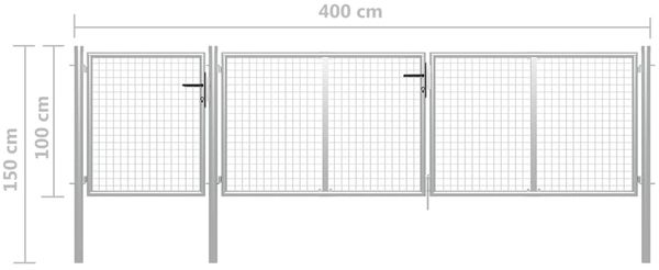 vidaXL Gartentor aus Stahl 400x100 cm Silber 144347 Bild 5