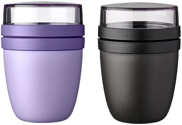 Mepal Lunchbox Lunchpot Ellipse mit 500 ml + 200 ml für Joghurt & Müsli, Polypropylen (PP), PCTG, Geeignet für Gefrierschrank, Mikrowelle & Spülmaschine