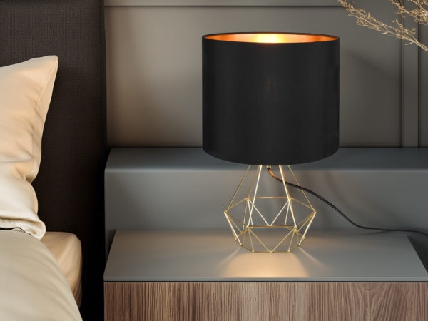 meineWunschleuchte 'Laurea' Tischleuchte mit Gitterkorpus und Stoffschirm, Ø24x38cm, E27 Bild 5