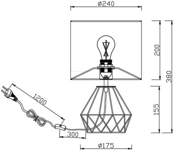 meineWunschleuchte 'Laurea' Tischleuchte mit Gitterkorpus und Stoffschirm, Ø24x38cm, E27 Bild 9