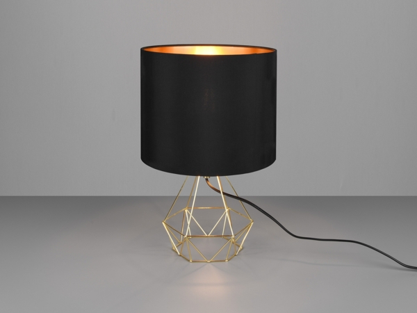 meineWunschleuchte 'Laurea' Tischleuchte mit Gitterkorpus und Stoffschirm, Ø24x38cm, E27 Bild 3