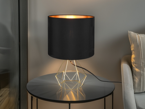 meineWunschleuchte 'Laurea' Tischleuchte mit Gitterkorpus und Stoffschirm, Ø24x38cm, E27 Bild 6