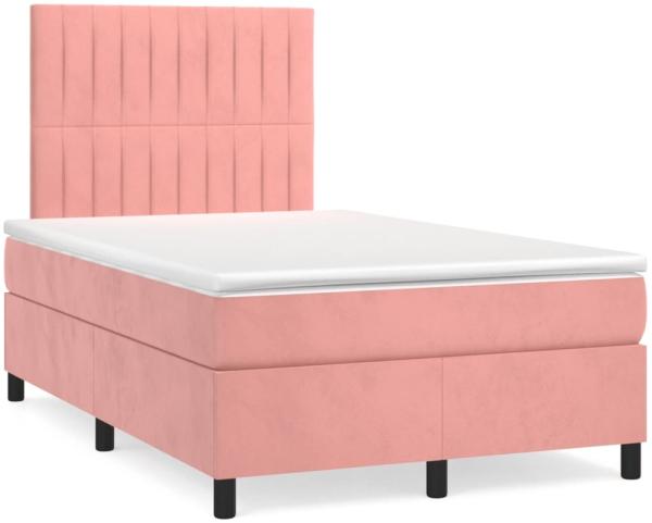 vidaXL Boxspringbett mit Matratze & LED Rosa 120x190 cm Samt 3270328