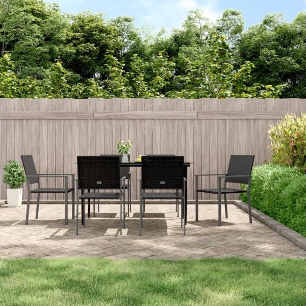 vidaXL Gartenstühle 6 Stk. Schwarz 54x62,5x89 cm Poly Rattan 3187084