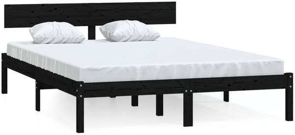 vidaXL Massivholzbett Schwarz Kiefer 140x190 cm [810131] Bild 2