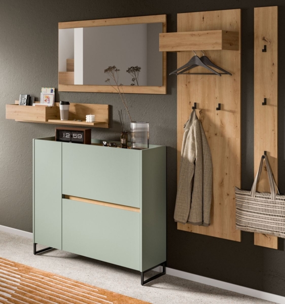 Garderobe Set 5-tlg. Borga in salbei und Eiche 236 cm