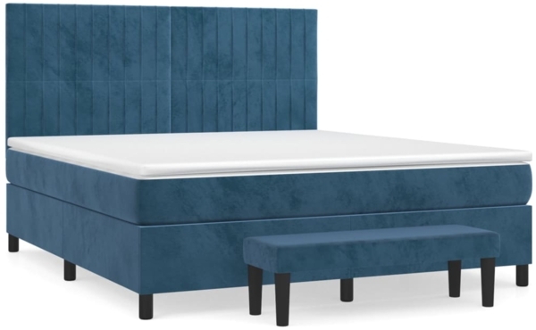 vidaXL Boxspringbett mit Matratze Dunkelblau 180x200 cm Samt 3137981