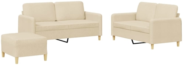 vidaXL 3-tlg. Sofagarnitur mit Kissen Creme Stoff 3202096