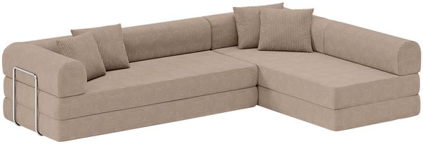skølm 'Lofn' Modulares Sofa 4 Sitzer, 300x200 cm, Vollschaumcouch mit Metallgestell, Cord taupe, Schlafsofa vakuumverpackt, kein Aufbau erforderlich Bild 11