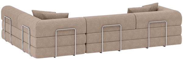 skølm 'Lofn' Modulares Sofa 4 Sitzer, 300x200 cm, Vollschaumcouch mit Metallgestell, Cord taupe, Schlafsofa vakuumverpackt, kein Aufbau erforderlich Bild 12