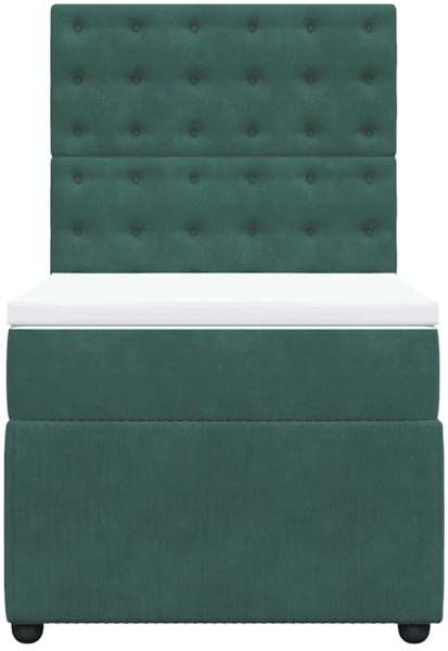 vidaXL Boxspringbett mit Matratze Dunkelgrün 90x190 cm Samt 3294529 Bild 5