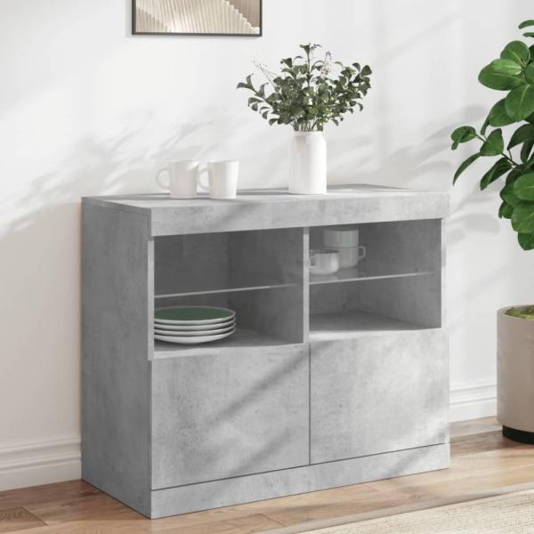 vidaXL Sideboard mit LED-Leuchten Betongrau 81x37x67 cm 836661